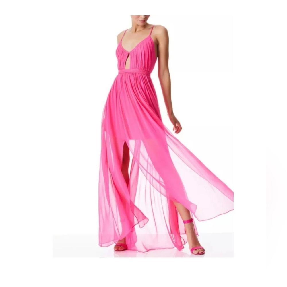 Alice + Olivia Tamar Cut Out Slit Maxi‎ Dress Women's Size 8